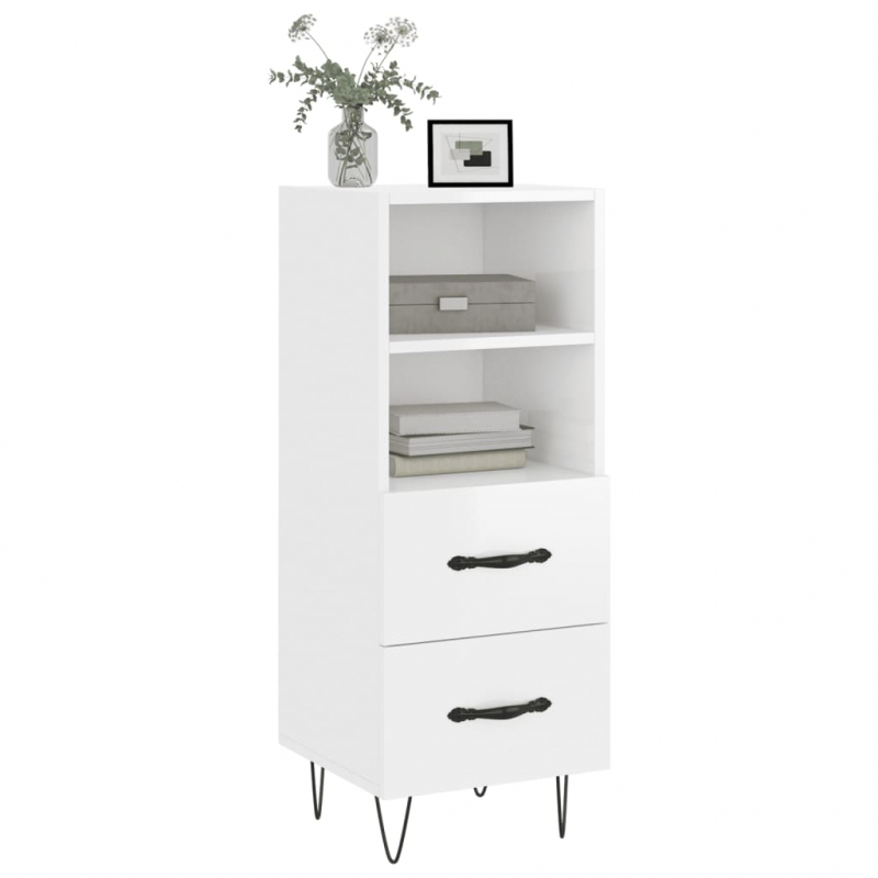 Sideboard Hochglanz-Weiß 34,5x34x90 cm Holzwerkstoff