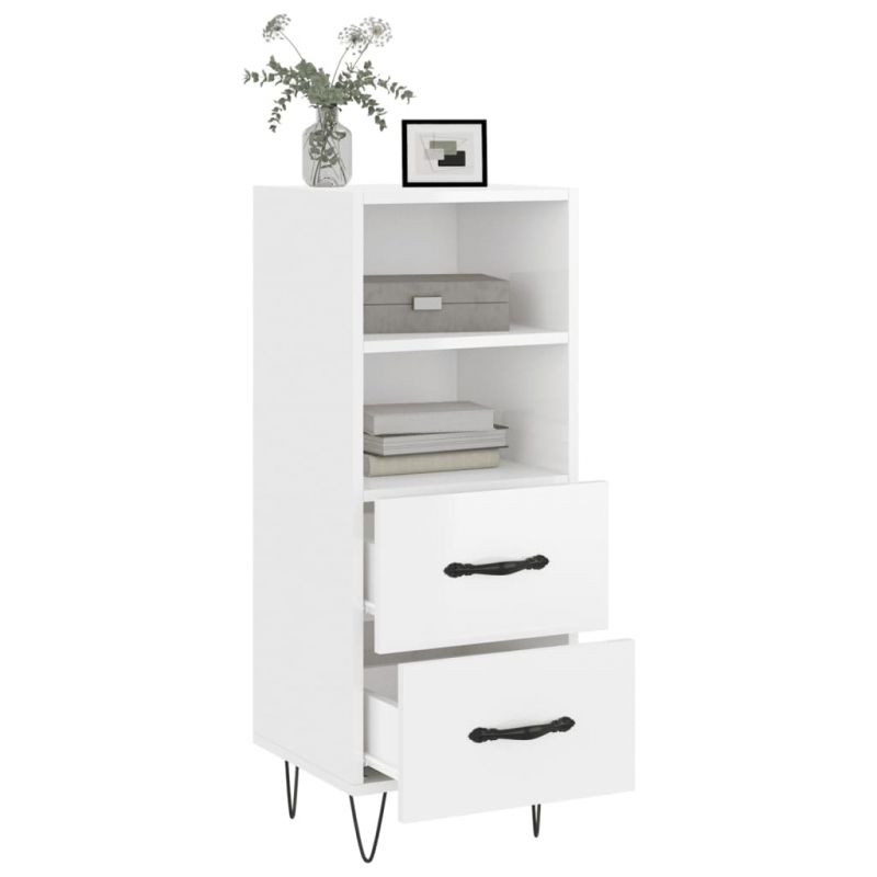 Sideboard Hochglanz-Weiß 34,5x34x90 cm Holzwerkstoff