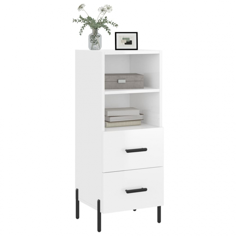 Sideboard Hochglanz-Weiß 34,5x34x90 cm Holzwerkstoff