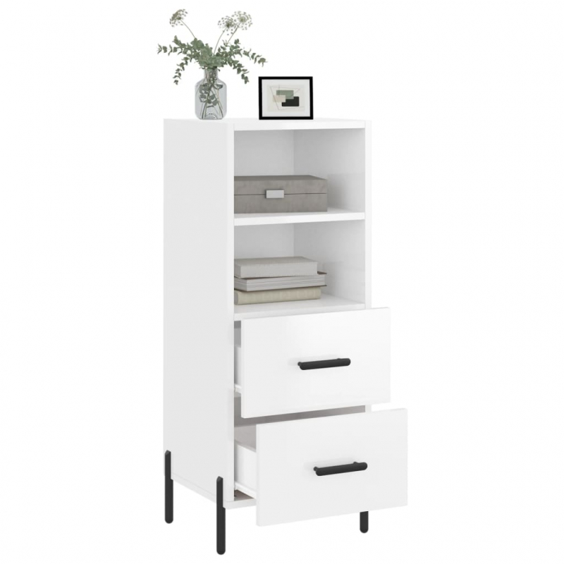 Sideboard Hochglanz-Weiß 34,5x34x90 cm Holzwerkstoff