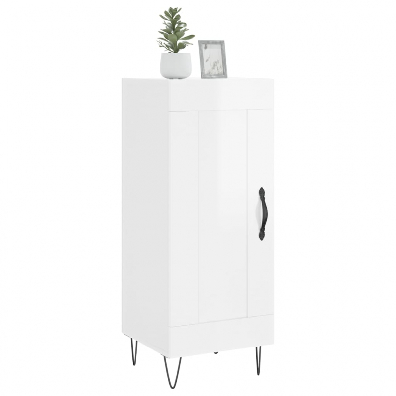 Sideboard Hochglanz-Weiß 34,5x34x90 cm Holzwerkstoff