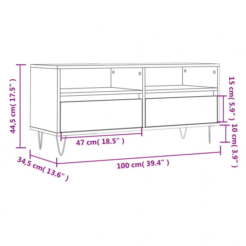TV-Schrank Räuchereiche 100x34,5x44,5 cm Holzwerkstoff