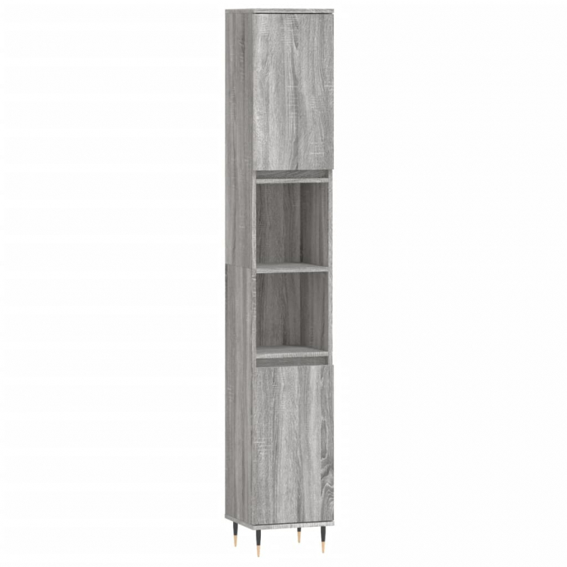 Badschrank Grau Sonoma 30x30x190 cm Holzwerkstoff