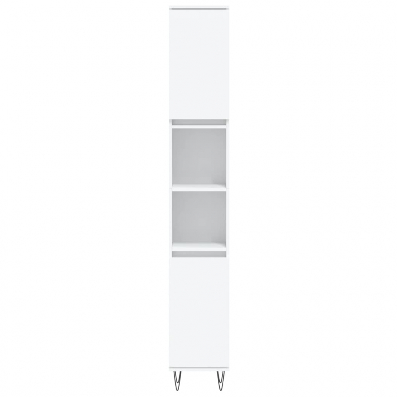 Badschrank Weiß 30x30x190 cm Holzwerkstoff