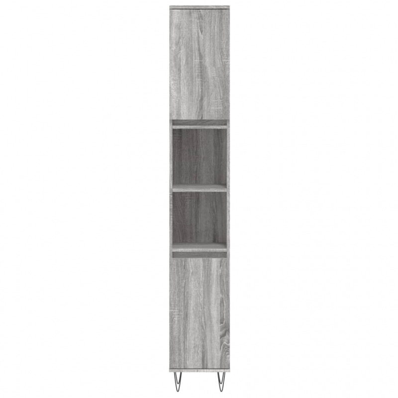 Badschrank Grau Sonoma 30x30x190 cm Holzwerkstoff