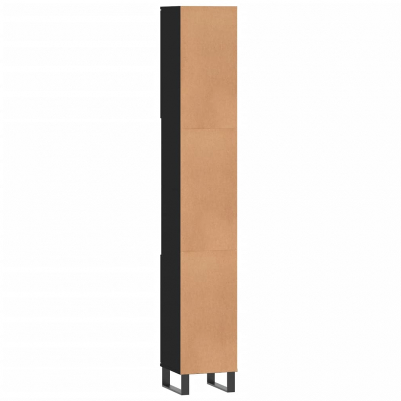 Badschrank Schwarz 30x30x190 cm Holzwerkstoff