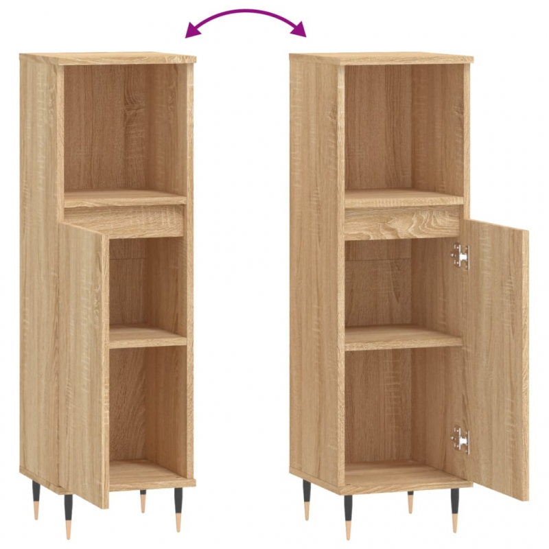 Badschrank Sonoma-Eiche 30x30x100 cm Holzwerkstoff