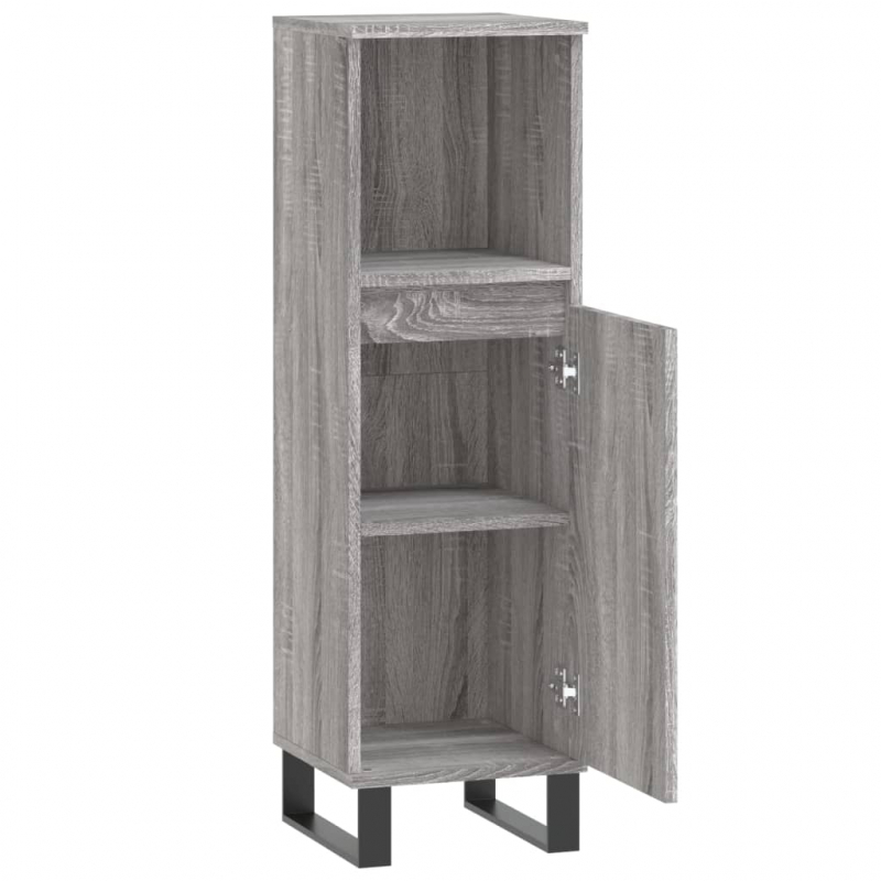 Badschrank Grau Sonoma 30x30x100 cm Holzwerkstoff