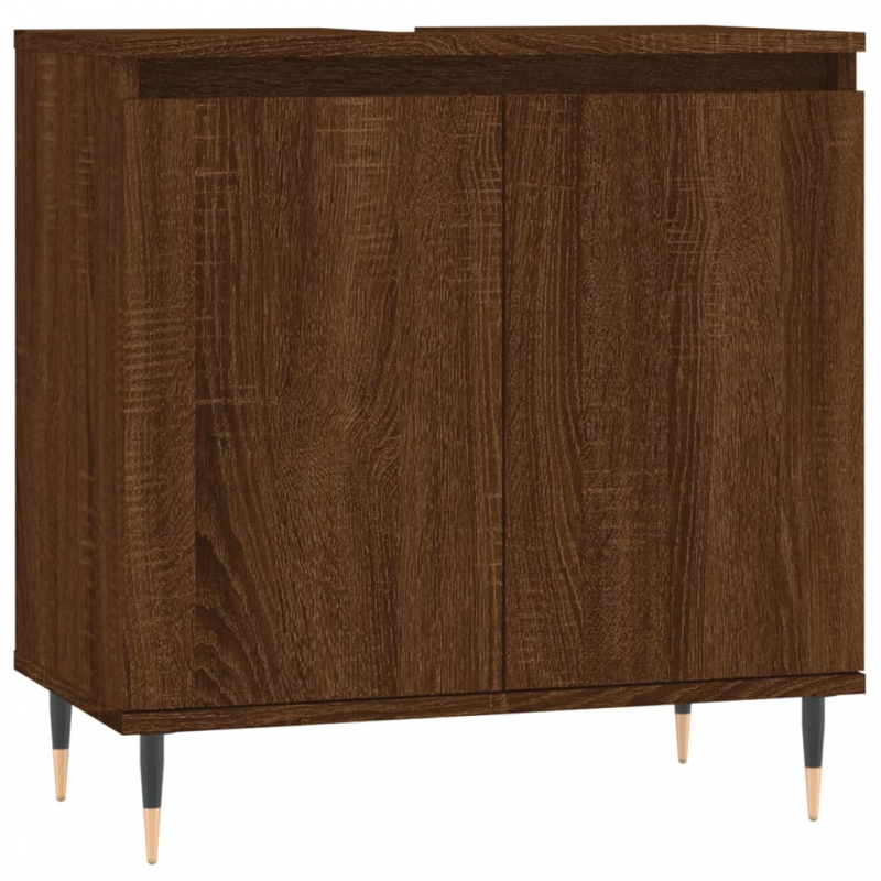 Badschrank Braun Eichen-Optik 58x33x60 cm Holzwerkstoff