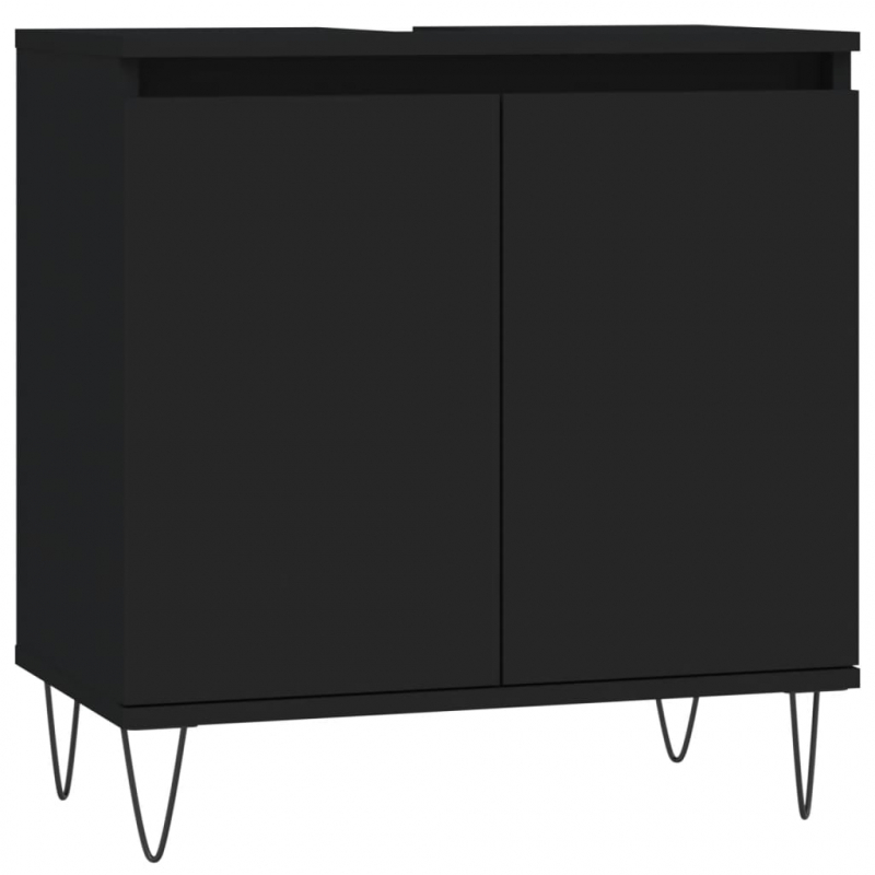 Badschrank Schwarz 58x33x60 cm Holzwerkstoff