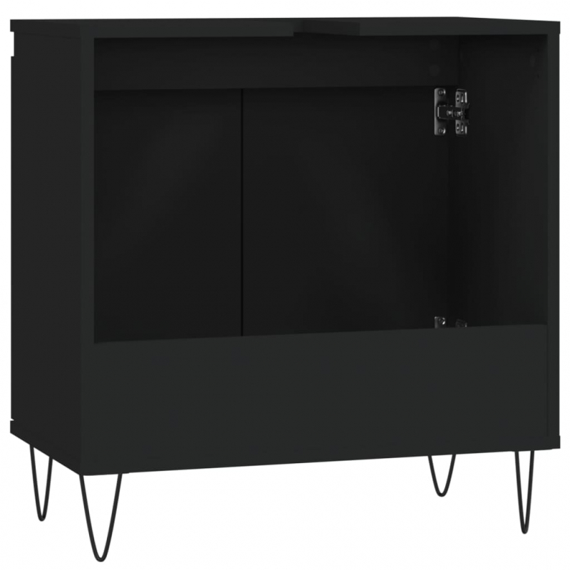 Badschrank Schwarz 58x33x60 cm Holzwerkstoff