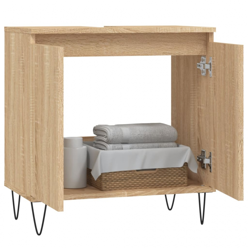 Badschrank Sonoma-Eiche 58x33x60 cm Holzwerkstoff