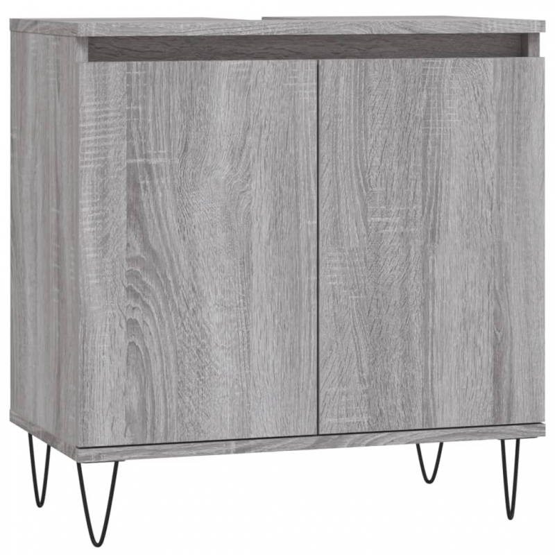 Badschrank Grau Sonoma 58x33x60 cm Holzwerkstoff