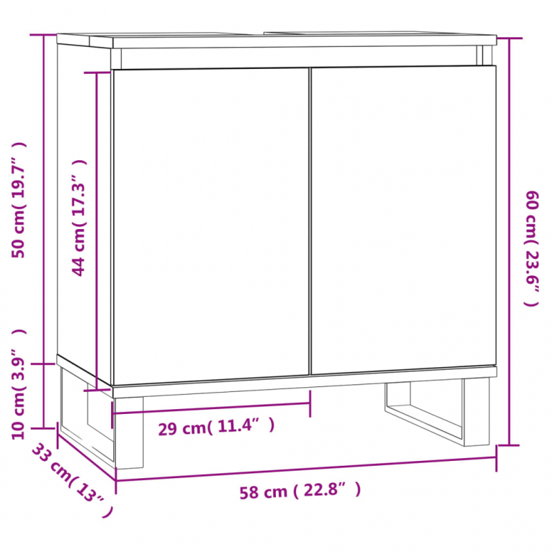 Badezimmerschrank Weiß 58x33x60 cm Holzwerkstoff