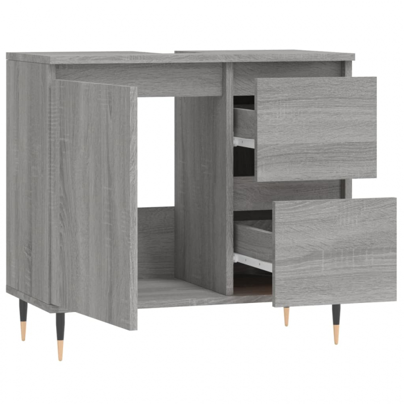 Badschrank Grau Sonoma 65x33x60 cm Holzwerkstoff