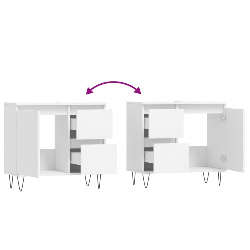 Badschrank Weiß 65x33x60 cm Holzwerkstoff