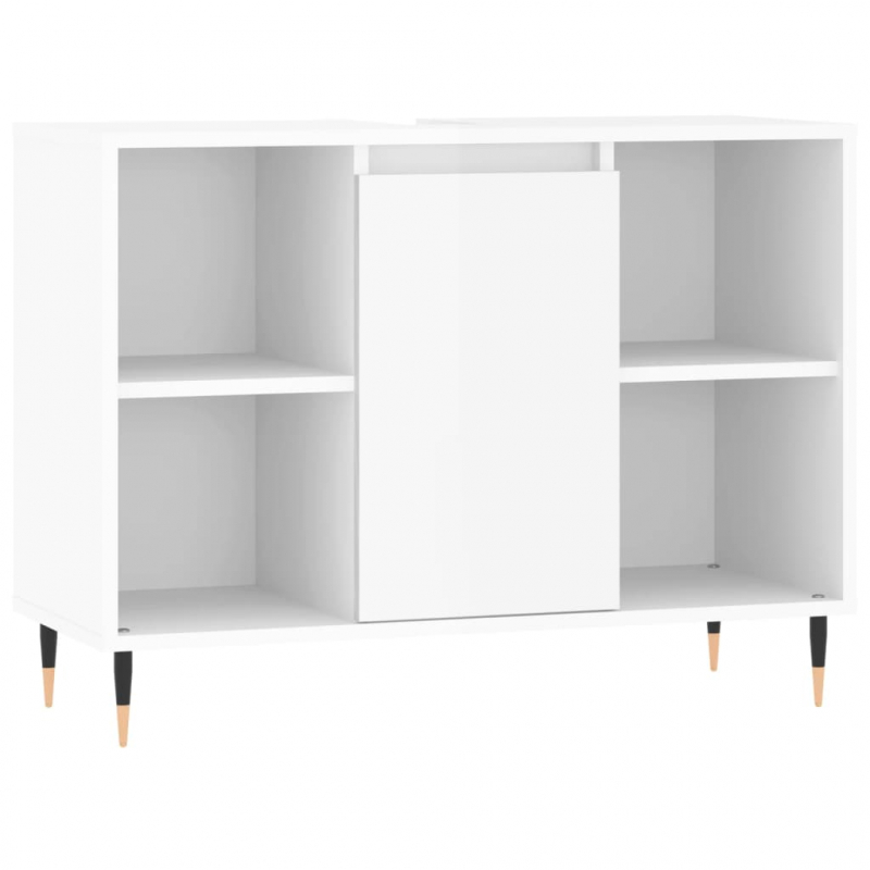 Badschrank Hochglanz-Weiß 80x33x60 cm Holzwerkstoff