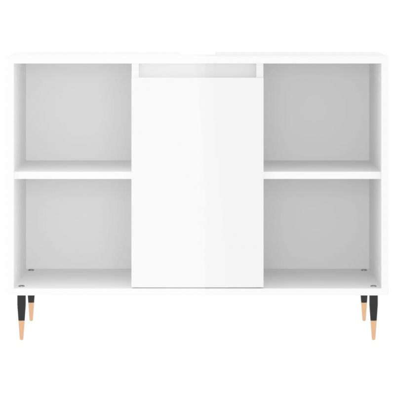 Badschrank Hochglanz-Weiß 80x33x60 cm Holzwerkstoff