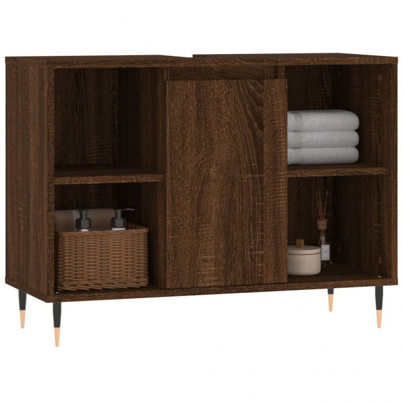 Badschrank Braun Eichen-Optik 80x33x60 cm Holzwerkstoff