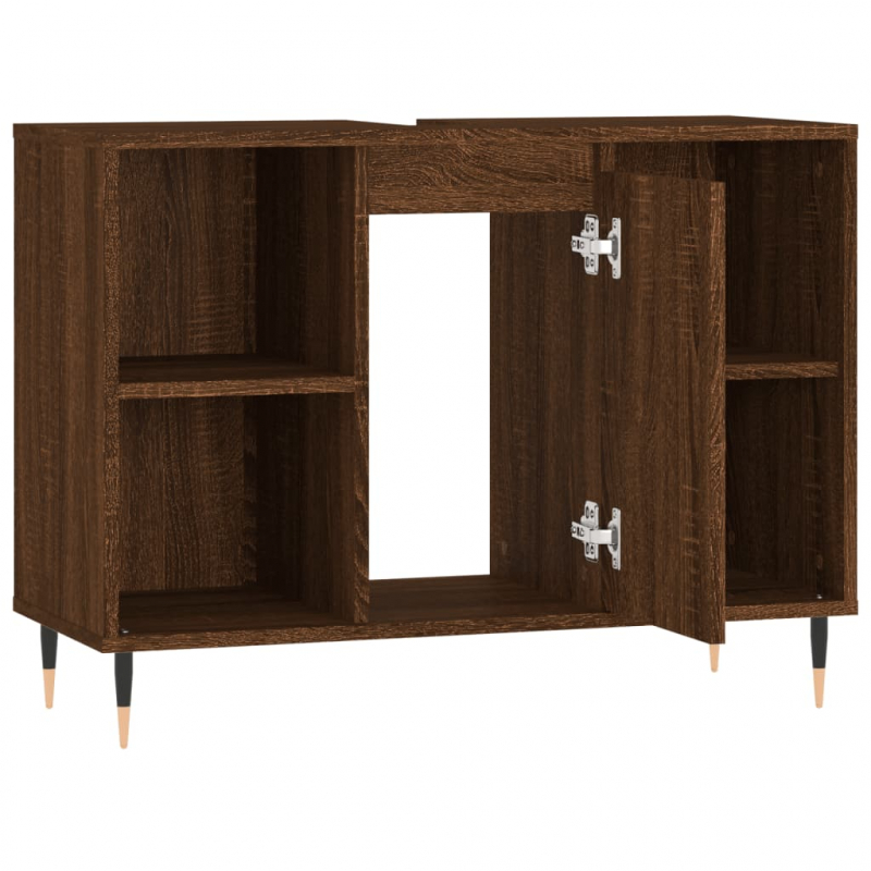 Badschrank Braun Eichen-Optik 80x33x60 cm Holzwerkstoff