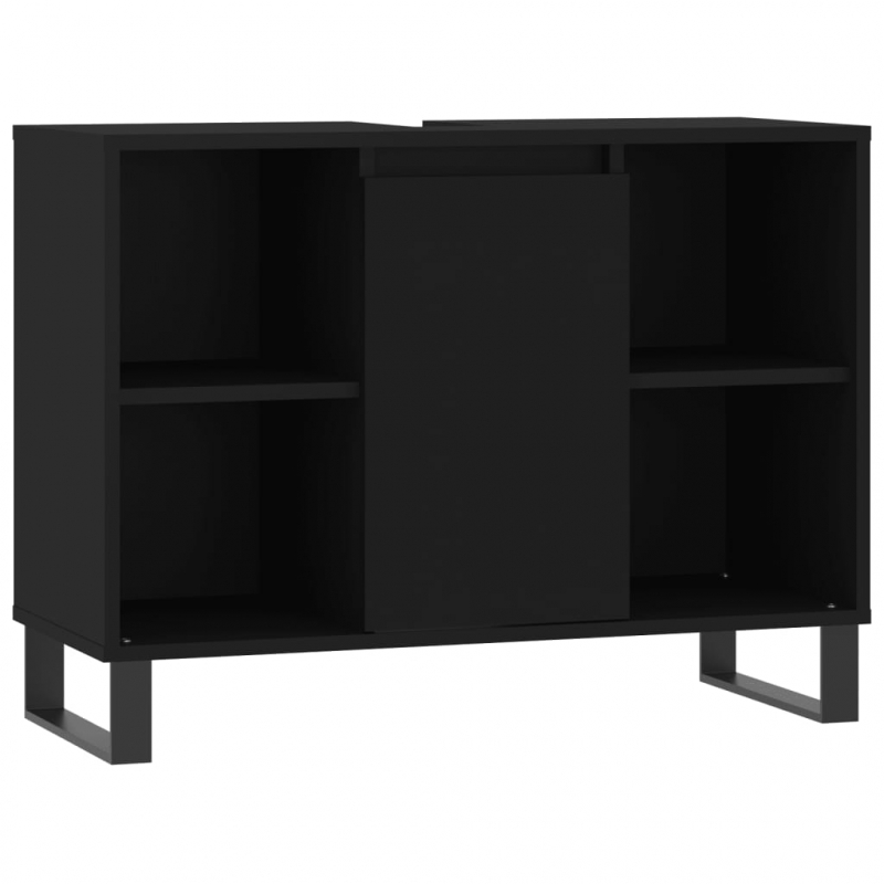 Badschrank Schwarz 80x33x60 cm Holzwerkstoff