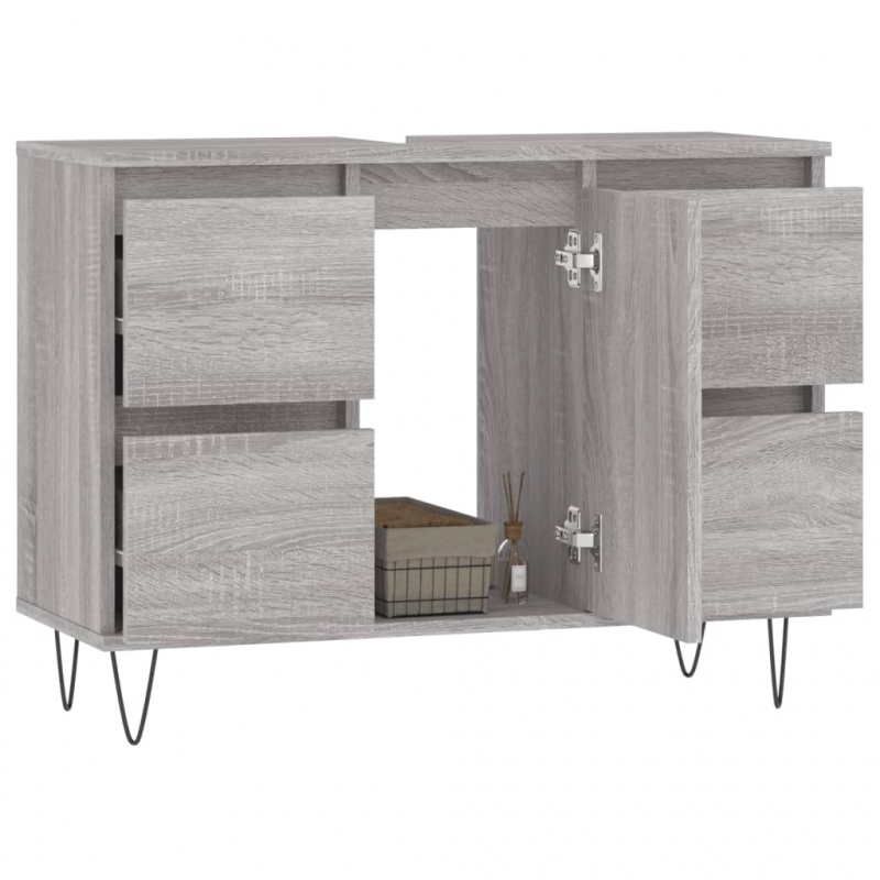 Badschrank Grau Sonoma 80x33x60 cm Holzwerkstoff