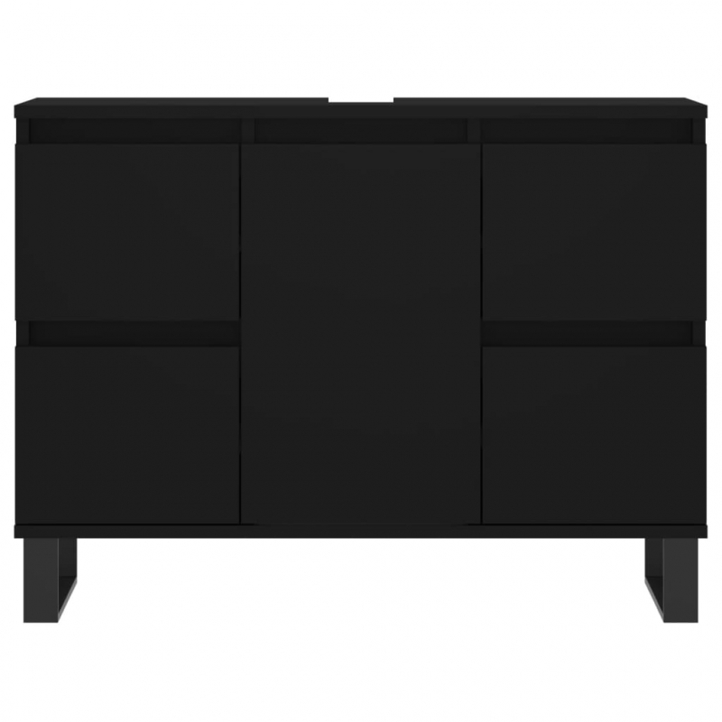 Badschrank Schwarz 80x33x60 cm Holzwerkstoff