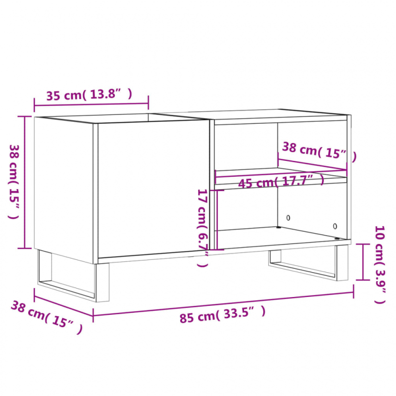 Plattenschrank Schwarz 85x38x48 cm Holzwerkstoff