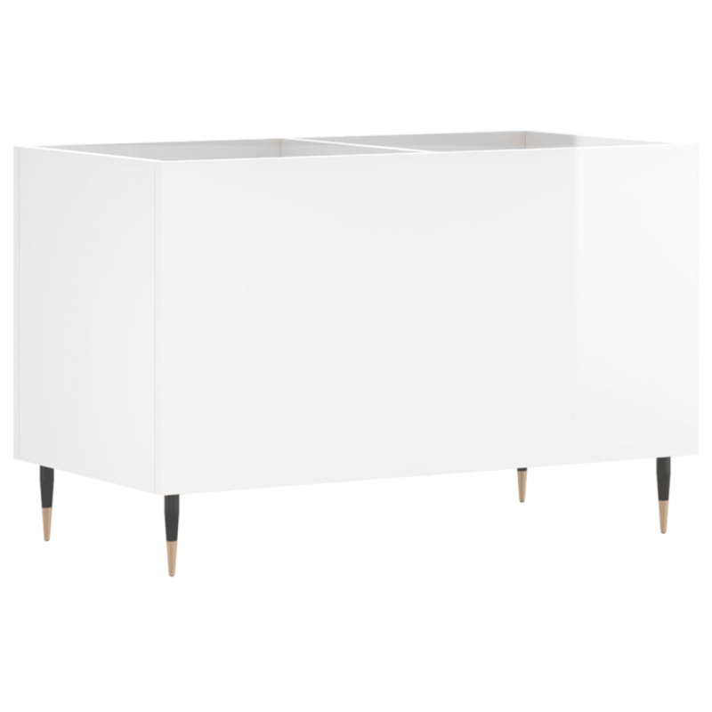 Plattenschrank Hochglanz-Weiß 74,5x38x48 cm Holzwerkstoff