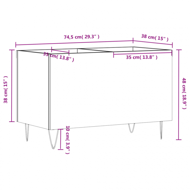 Plattenschrank Weiß 74,5x38x48 cm Holzwerkstoff