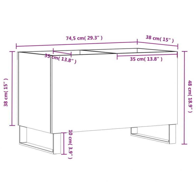 Plattenschrank Betongrau 74,5x38x48 cm Holzwerkstoff