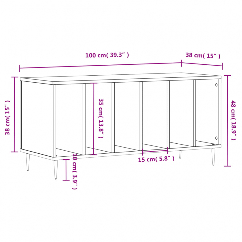 Plattenschrank Räuchereiche 100x38x48 cm Holzwerkstoff