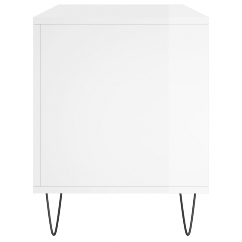 Plattenschrank Hochglanz-Weiß 100x38x48 cm Holzwerkstoff
