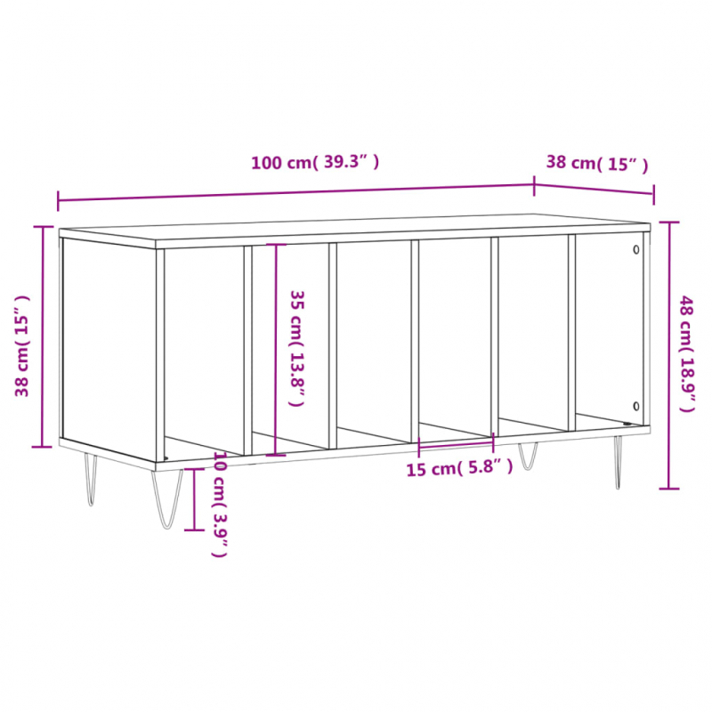 Plattenschrank Braun Eichen-Optik 100x38x48 cm Holzwerkstoff