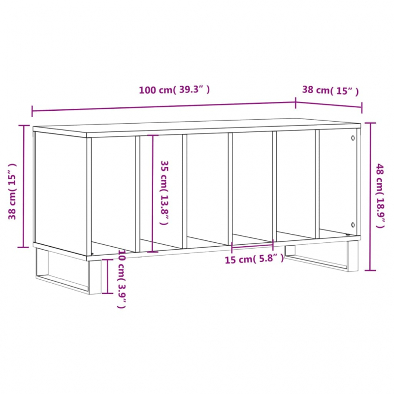 Plattenschrank Braun Eichen-Optik 100x38x48 cm Holzwerkstoff