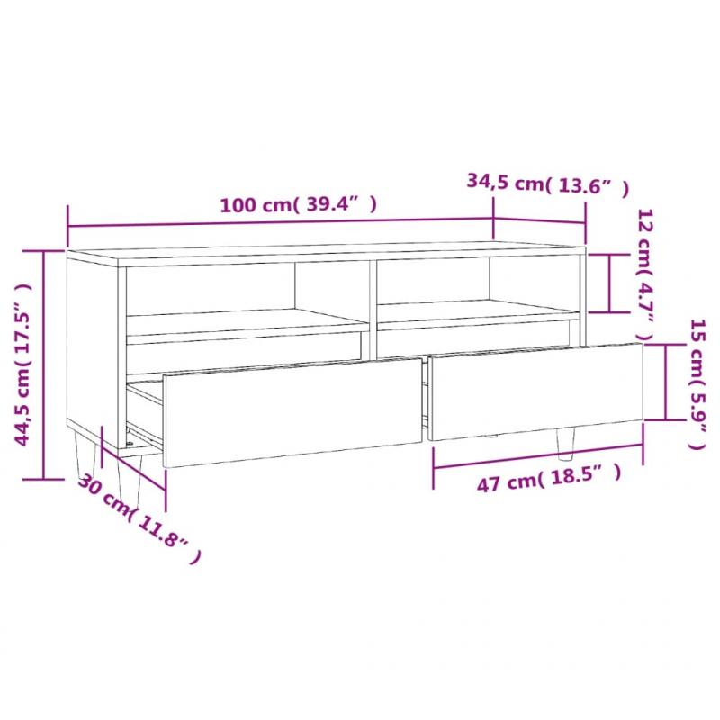 TV-Schrank Weiß 100x34,5x44,5 cm Holzwerkstoff