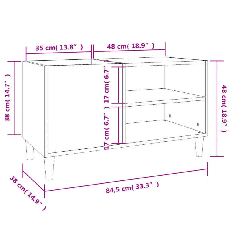 Plattenschrank Schwarz 84,5x38x48 cm Holzwerkstoff