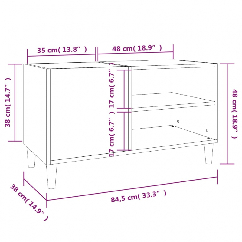 Plattenschrank Weiß 84,5x38x48 cm Holzwerkstoff