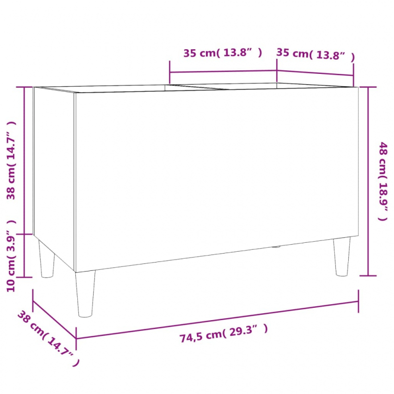 Plattenschrank Schwarz 74,5x38x48 cm Holzwerkstoff