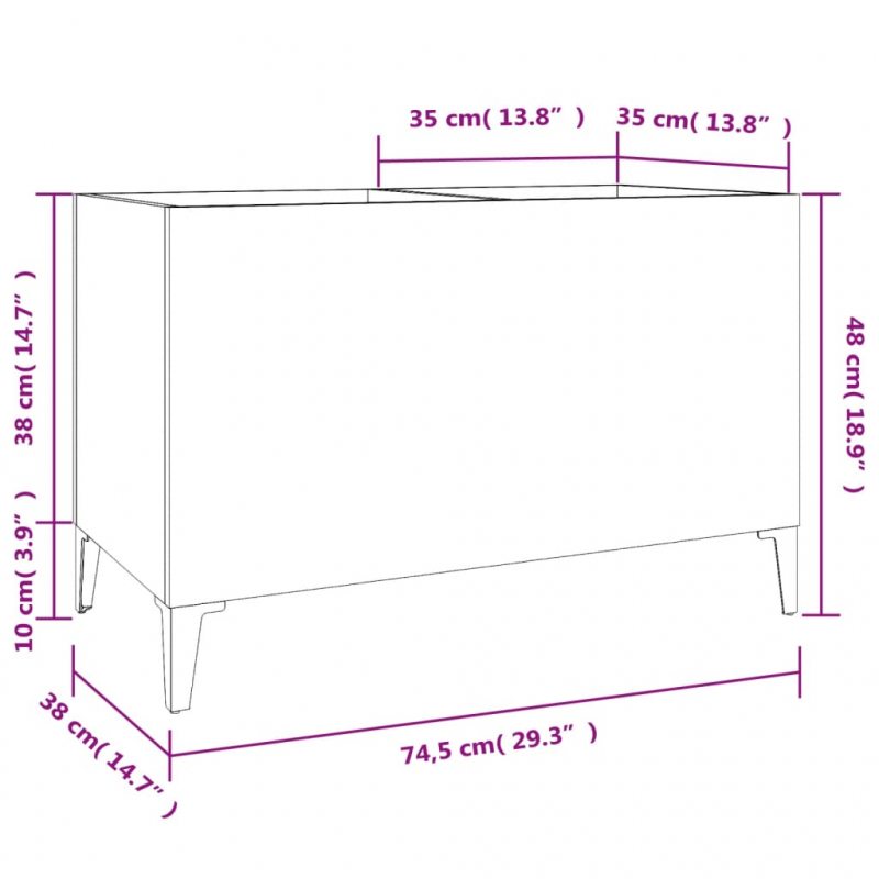 Plattenschrank Betongrau 74,5x38x48 cm Holzwerkstoff