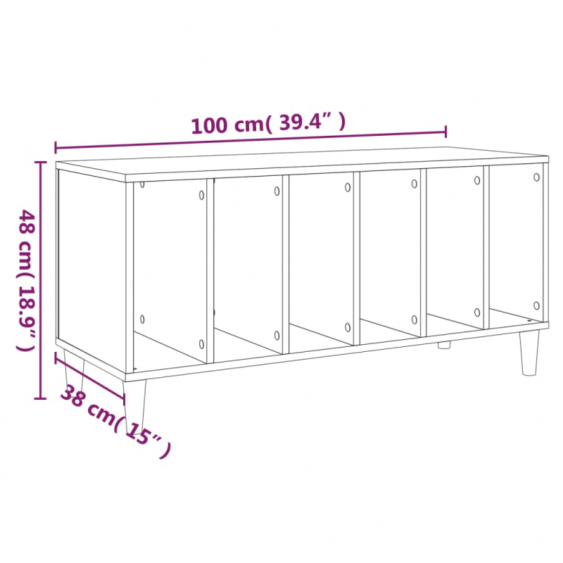 Plattenschrank Grau Sonoma-Eiche 100x38x48 cm Holzwerkstoff