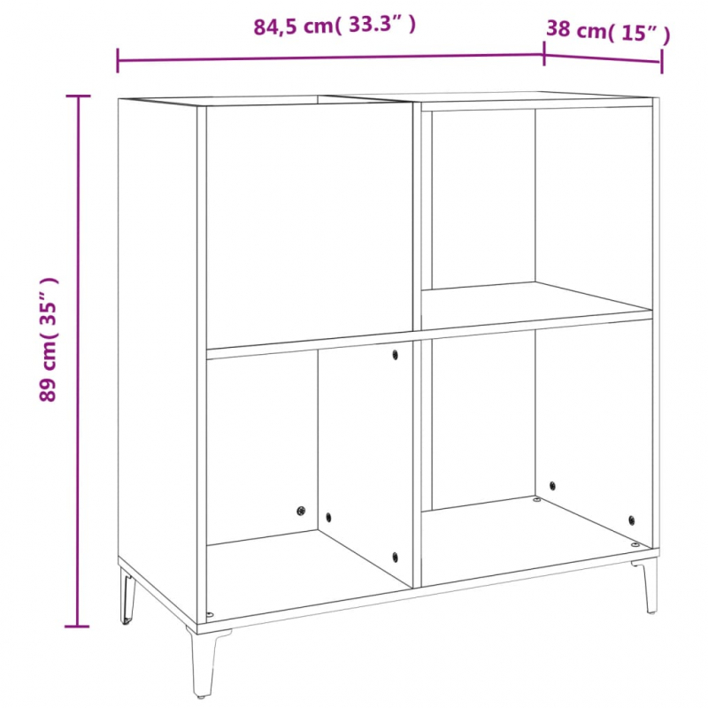 Plattenschrank Schwarz 84,5x38x89 cm Holzwerkstoff