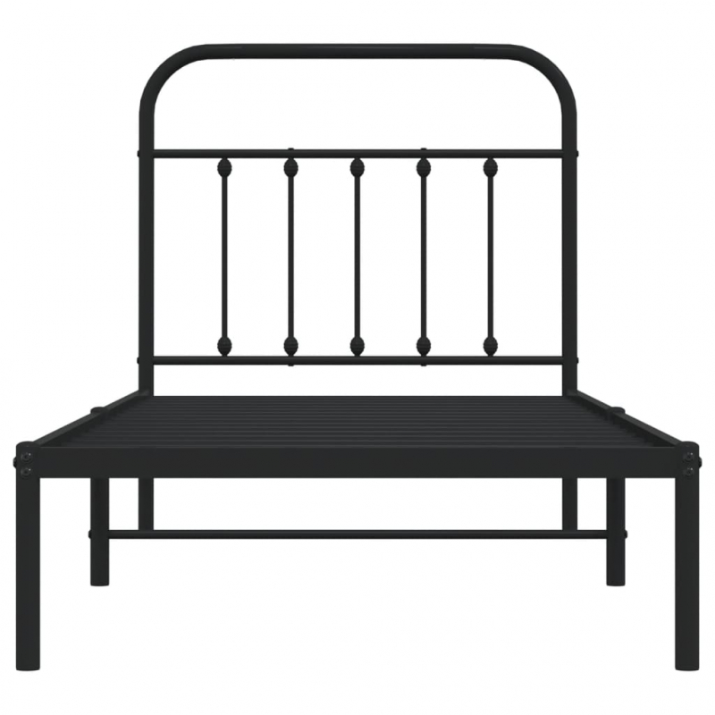 Bettgestell mit Kopfteil Metall Schwarz 90x200 cm
