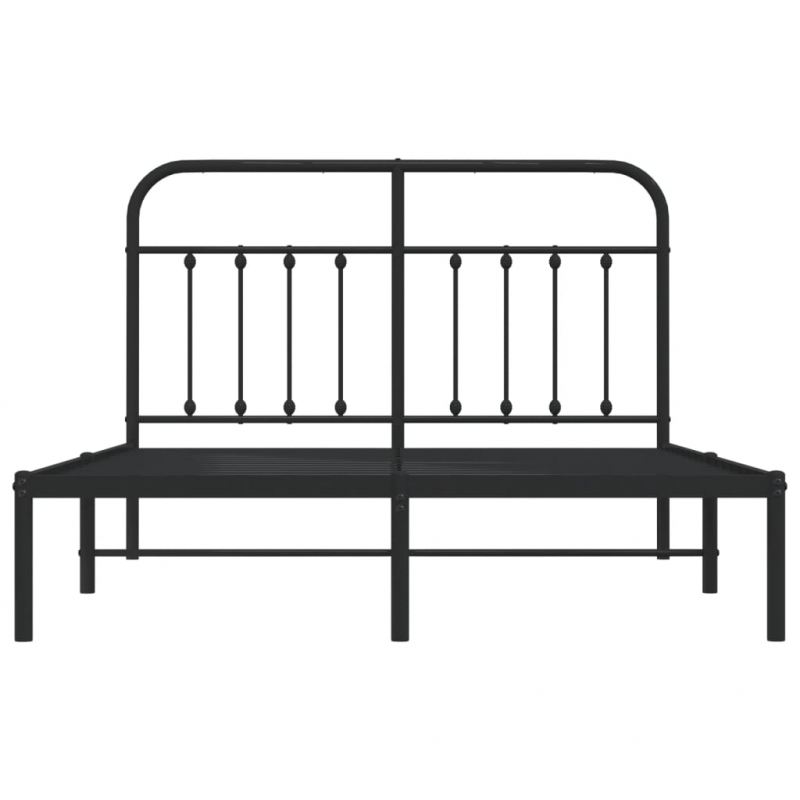 Bettgestell mit Kopfteil Metall Schwarz 140x200 cm