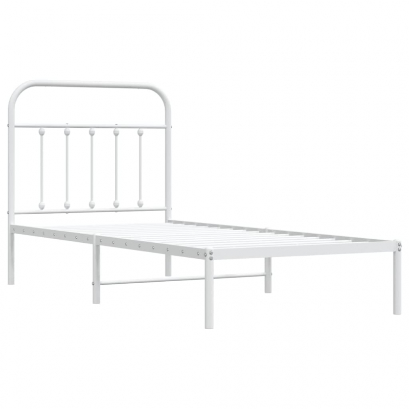 Bettgestell mit Kopfteil Metall Weiß 90x200 cm