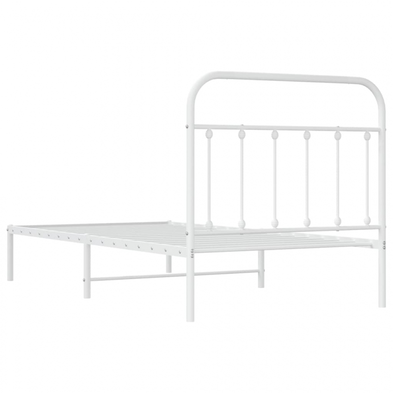 Bettgestell mit Kopfteil Metall Weiß 100x190 cm