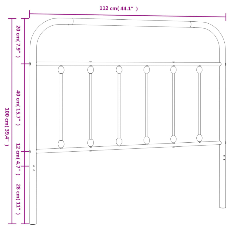 Kopfteil Metall Weiß 107 cm