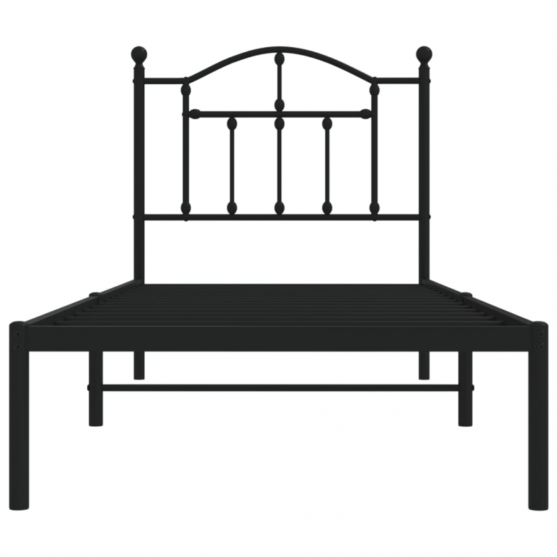 Bettgestell mit Kopfteil Metall Schwarz 90x190 cm