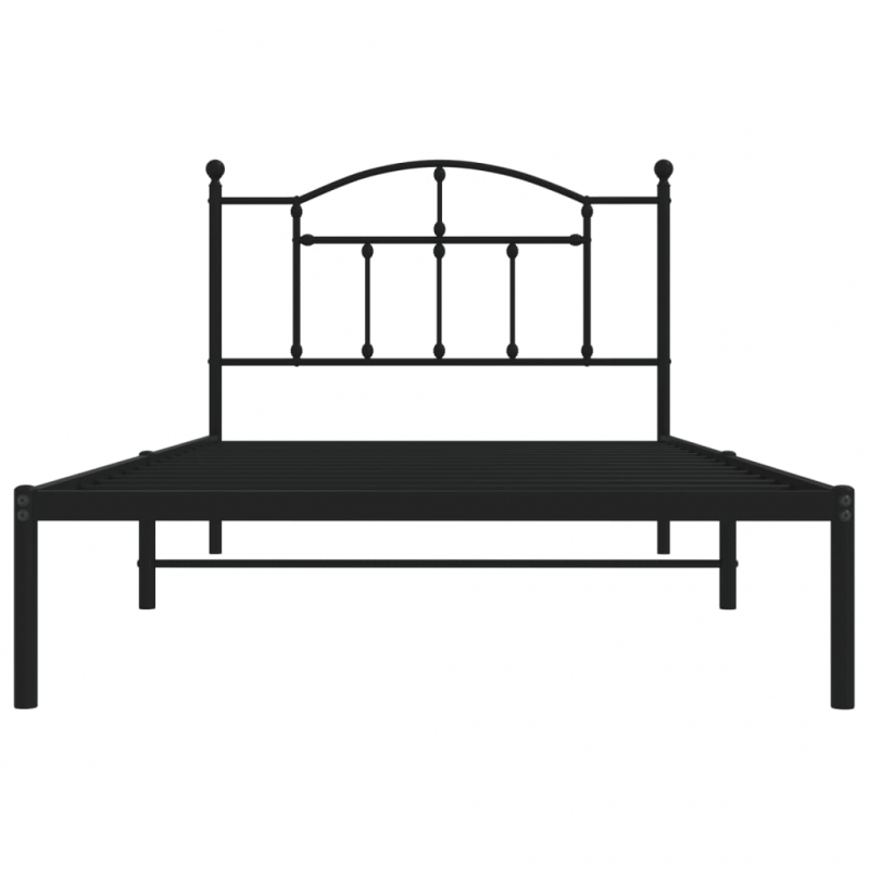 Bettgestell mit Kopfteil Metall Schwarz 107x203 cm