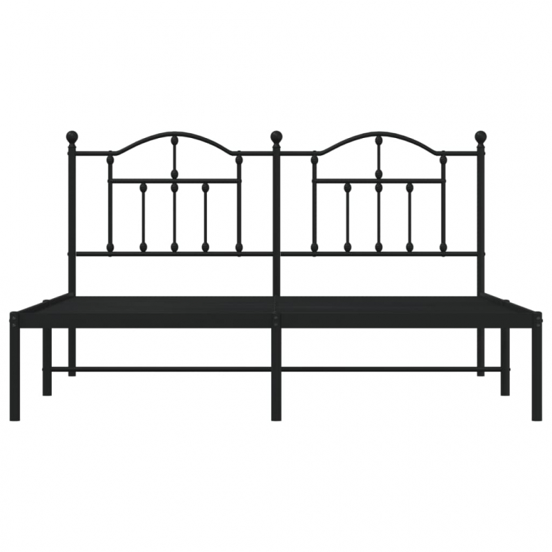 Bettgestell mit Kopfteil Metall Schwarz 160x200 cm